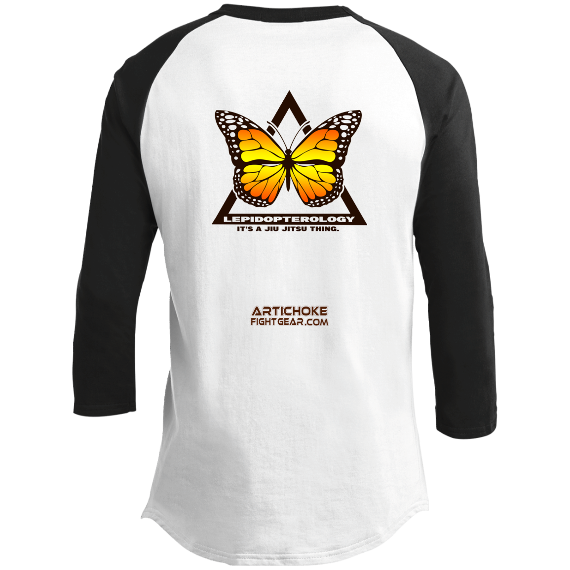 Artichoke Fight Gear Custom Design #6. Lepidopterology (Study of butterflies). Butterfly Guard. 3/4 Raglan Sleeve Shirt