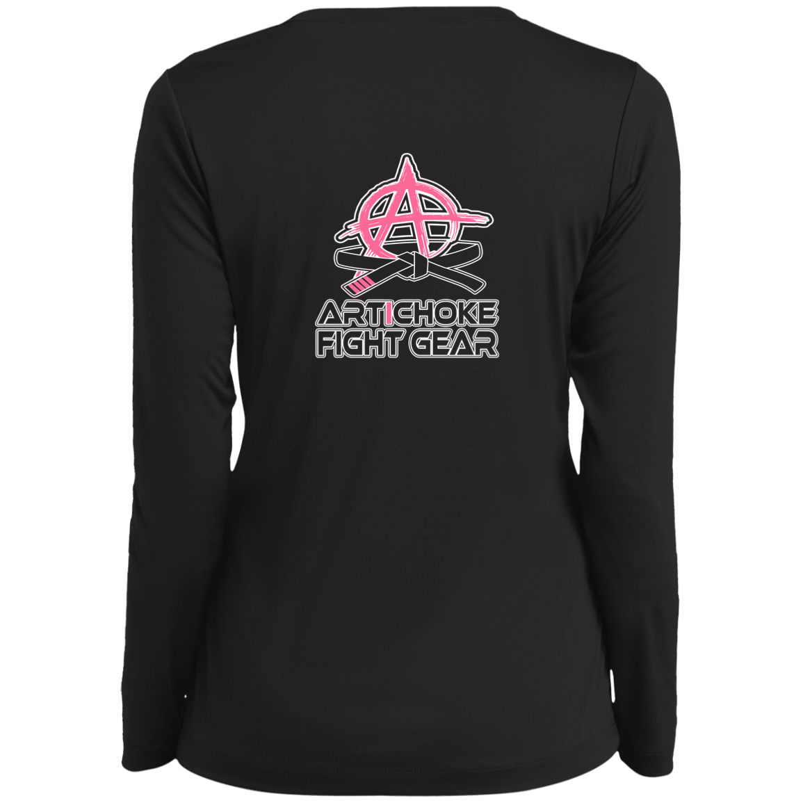 Artichoke Fight Gear Custom Design #11. Hello Fighter. Ladies’ Long Sleeve Performance V-Neck Tee