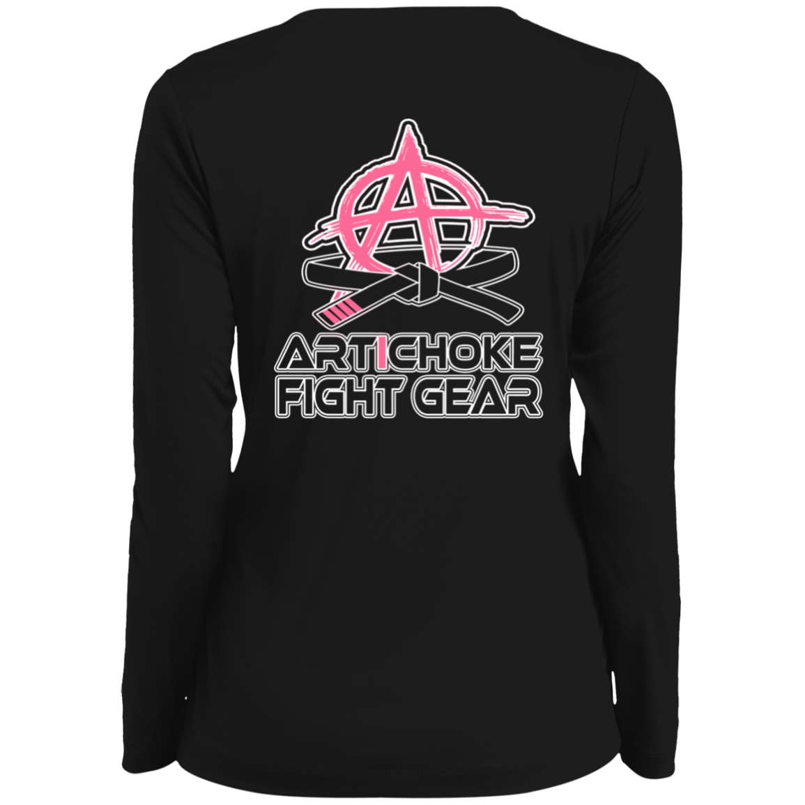 Artichoke Fight Gear Custom Design #11. Hello Fighter. Ladies' Moisture-Wicking Long Sleeve V-Neck Tee