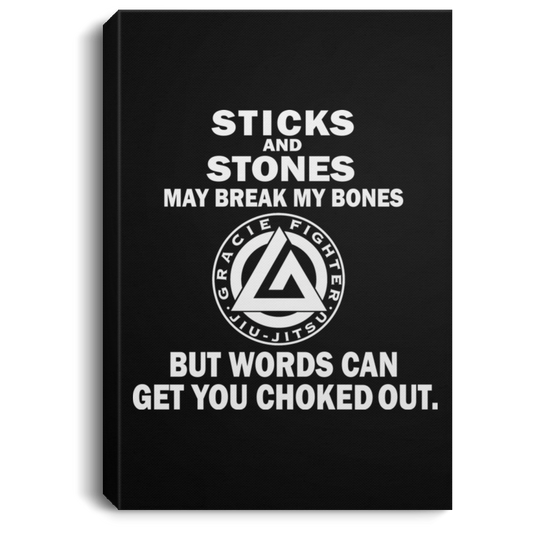 Artichoke Fight Gear Custom Design #19. Sticks and Stones. Portrait Canvas .75in Frame