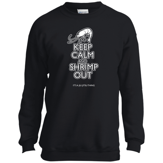 Artichoke Fight Gear Custom Design #12. Keep Calm and Shrimp Out. Youth Crewneck Sweatshirt