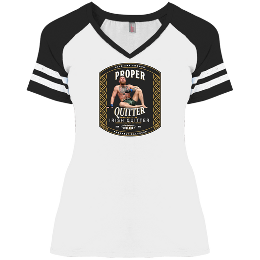 Artichoke Fight Gear Custom Design #15. Proper Quitter. Ladies' Game V-Neck T-Shirt