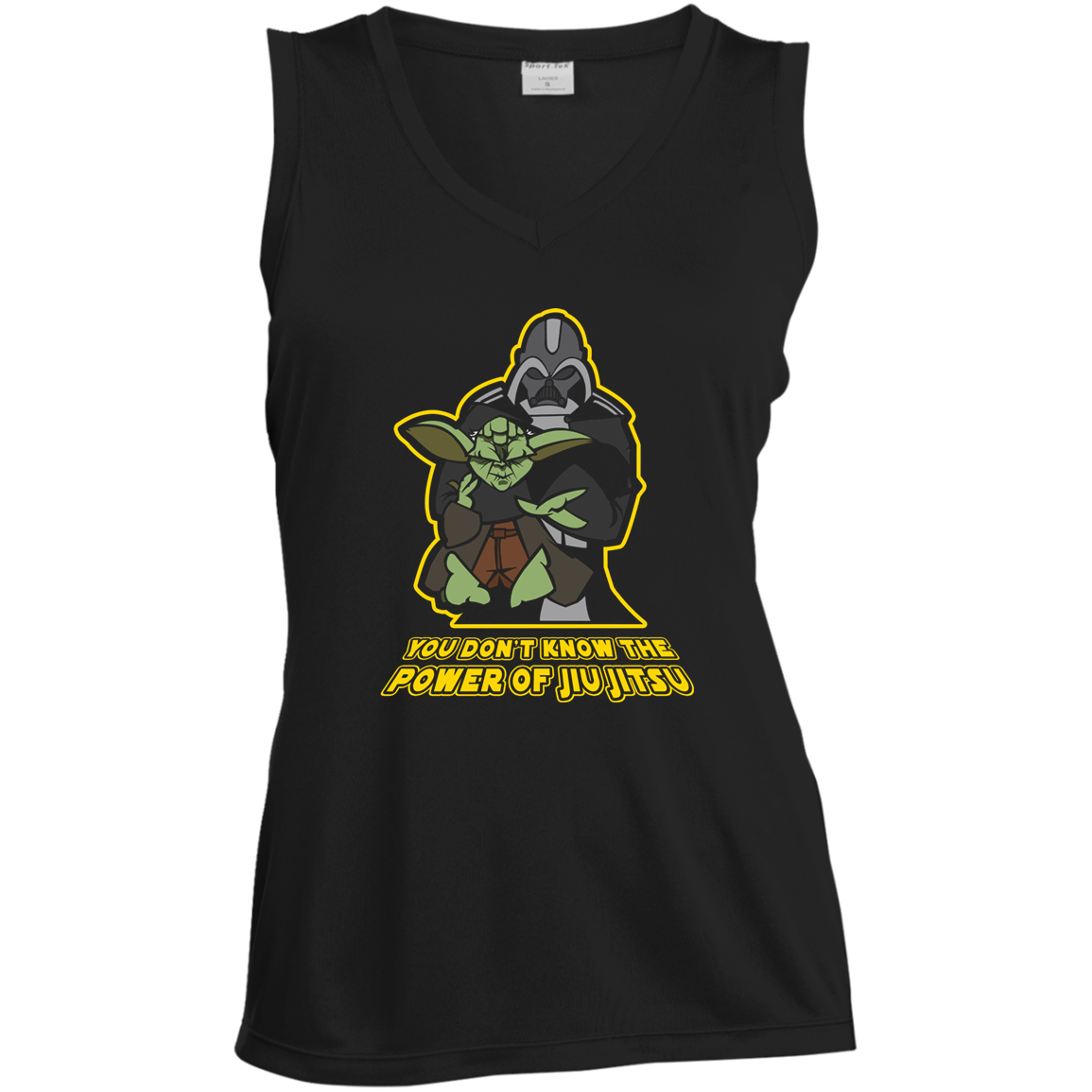 Artichoke Fight Gear Custom Design #20. You Don't Know the Power of Jiu Jitsu. Ladies' Sleeveless V-Neck Performance Tee