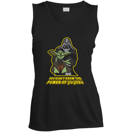 Artichoke Fight Gear Custom Design #20. You Don't Know the Power of Jiu Jitsu. Ladies' Sleeveless V-Neck Performance Tee