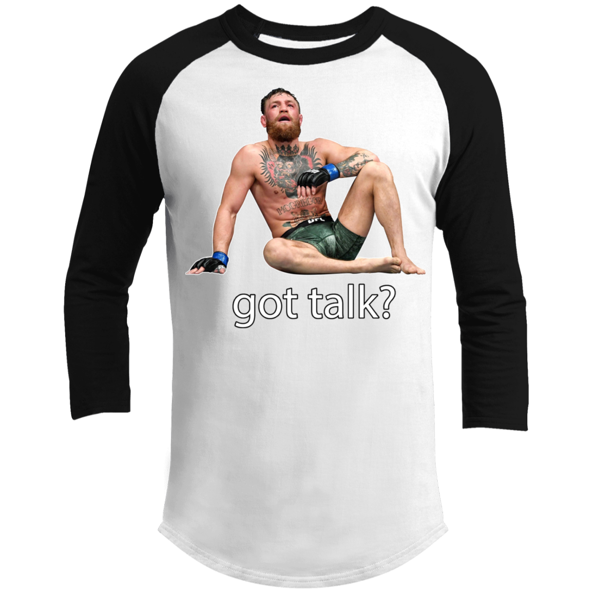 Artichoke Fight Gear Custom Design #10. Got Talk? 3/4 Raglan Sleeve Shirt