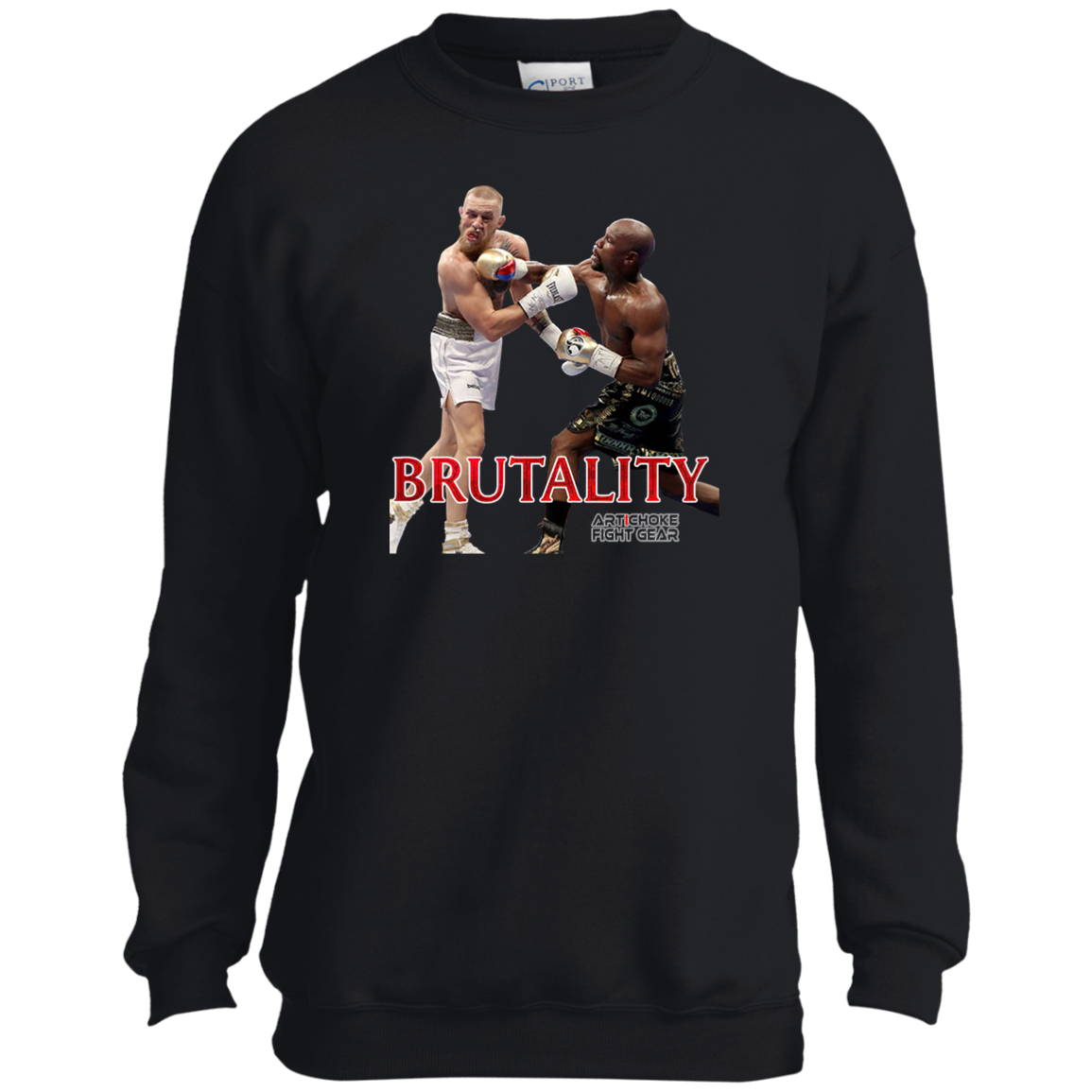 Artichoke Fight Gear Custom Design #5. Brutality! Youth Crewneck Sweatshirt