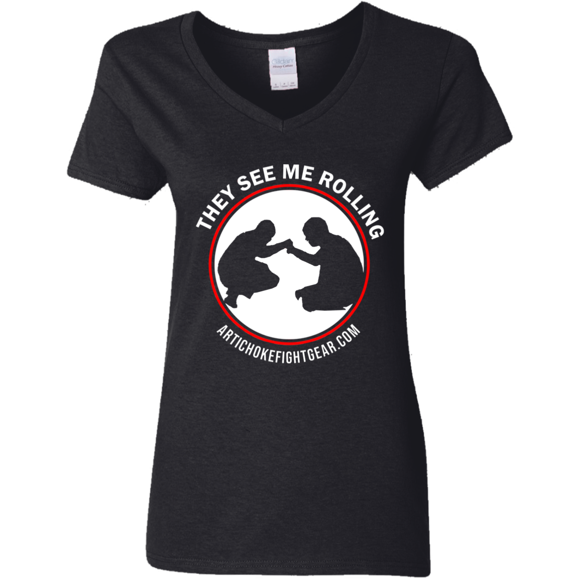 Artichoke Fight Gear Custom Design #16. They See Me Rolling. Ladies' 100% Cotton V-Neck T-Shirt