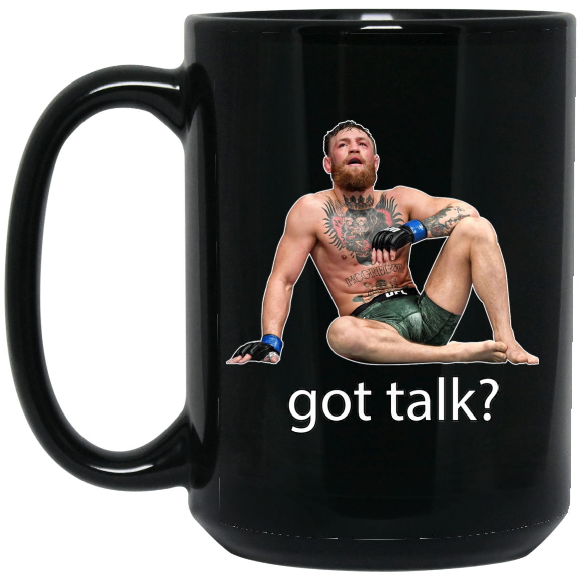 Artichoke Fight Gear Custom Design #10. Got Talk? 15 oz. Black Mug