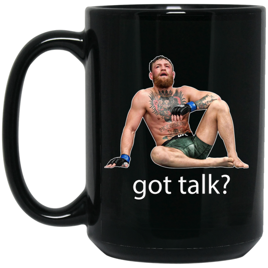 Artichoke Fight Gear Custom Design #10. Got Talk? 15 oz. Black Mug