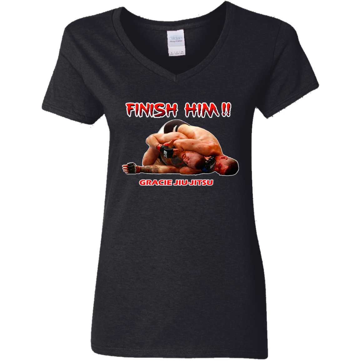 AFG Custom Design #08. FINISH HIM! Ladies' 100% Cotton V-Neck T-Shirt