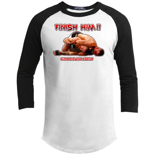 Artichoke Fight Gear Custom Design #8. Finish Him! Youth 3/4 Raglan Sleeve Shirt