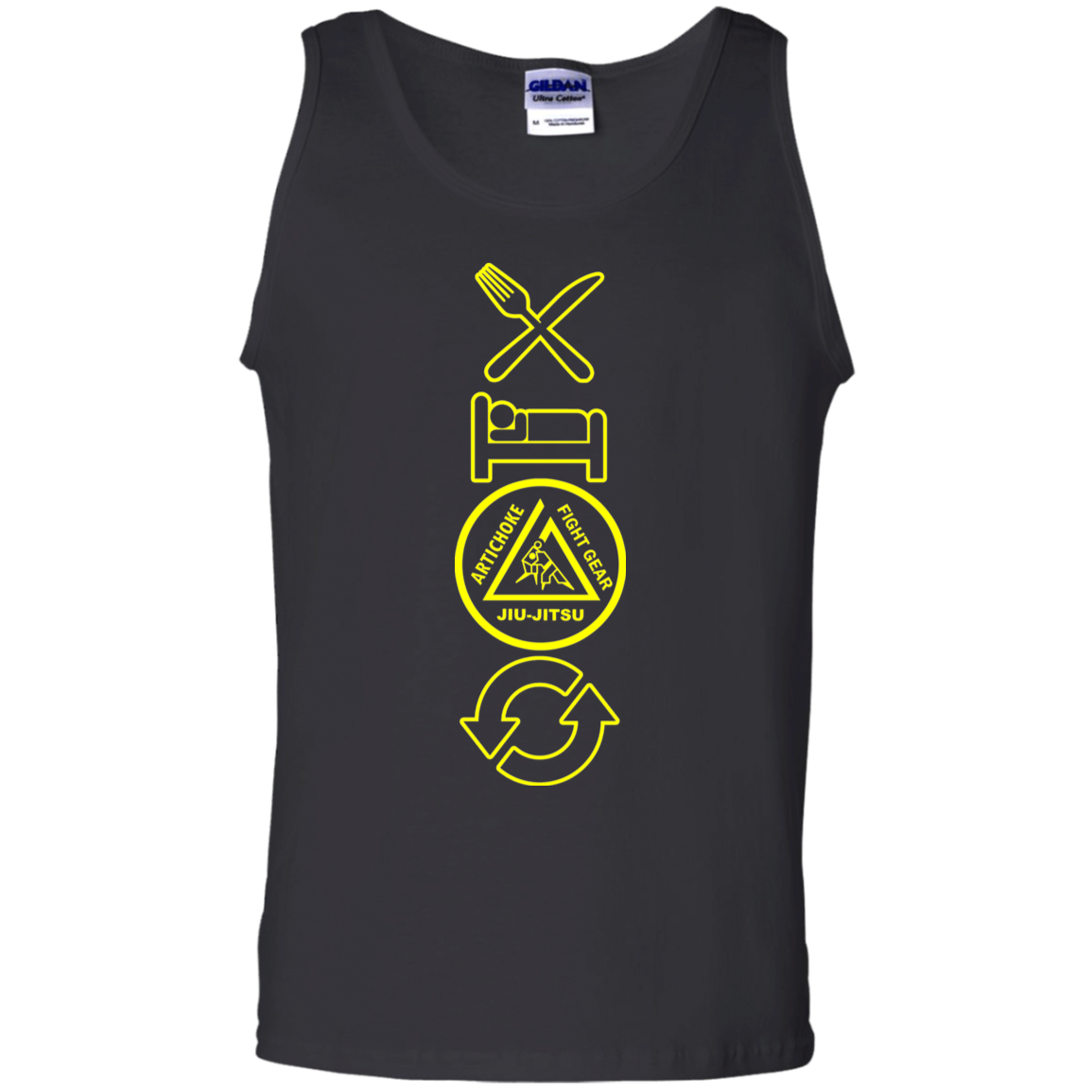 Artichoke Fight Gear Custom Design #9. EAT. SLEEP. JIU JITSU. REPEAT. 100% Cotton Tank Top