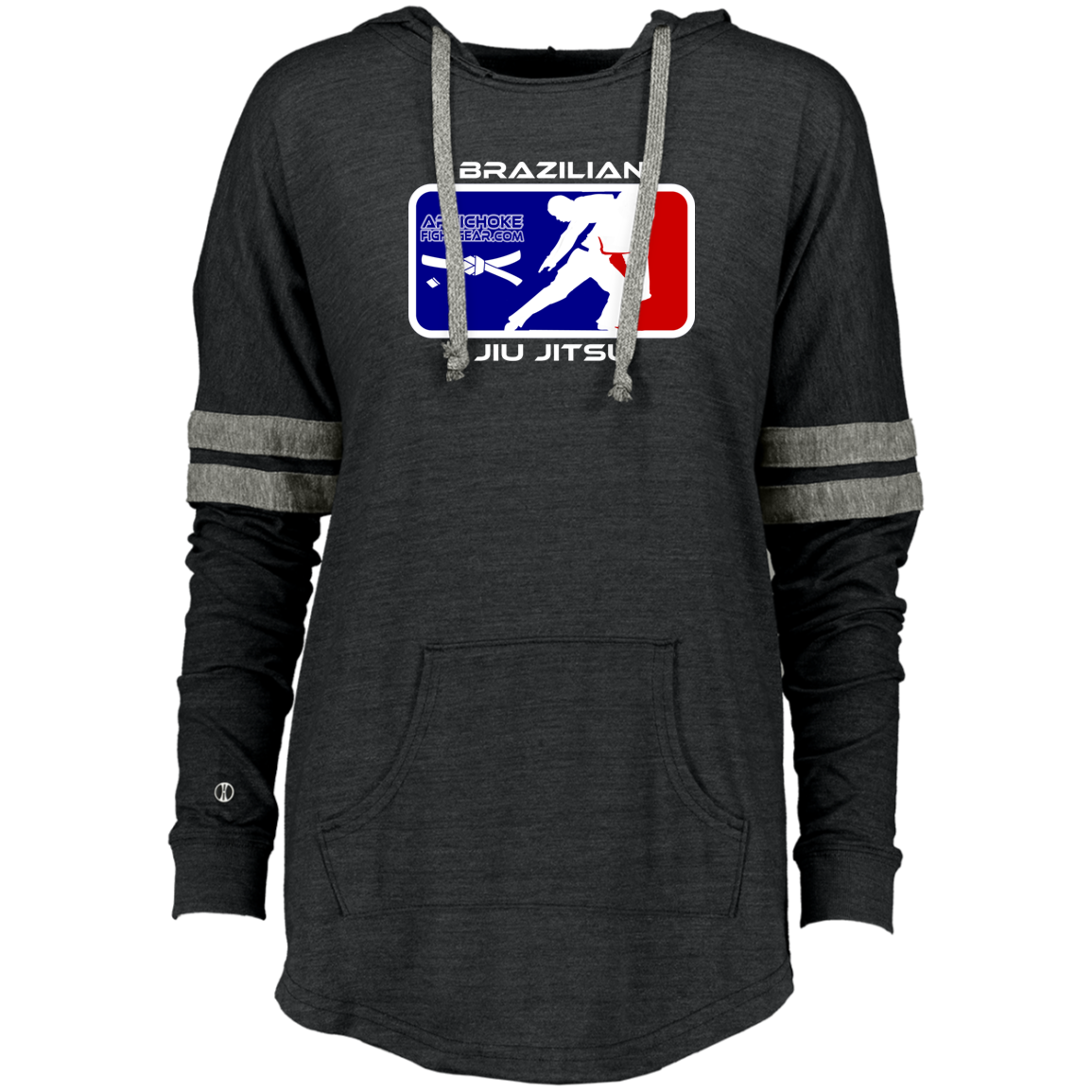 Artichoke Fight Gear Custom Design #4. MLB style BJJ. Ladies Hooded Low Key Pullover