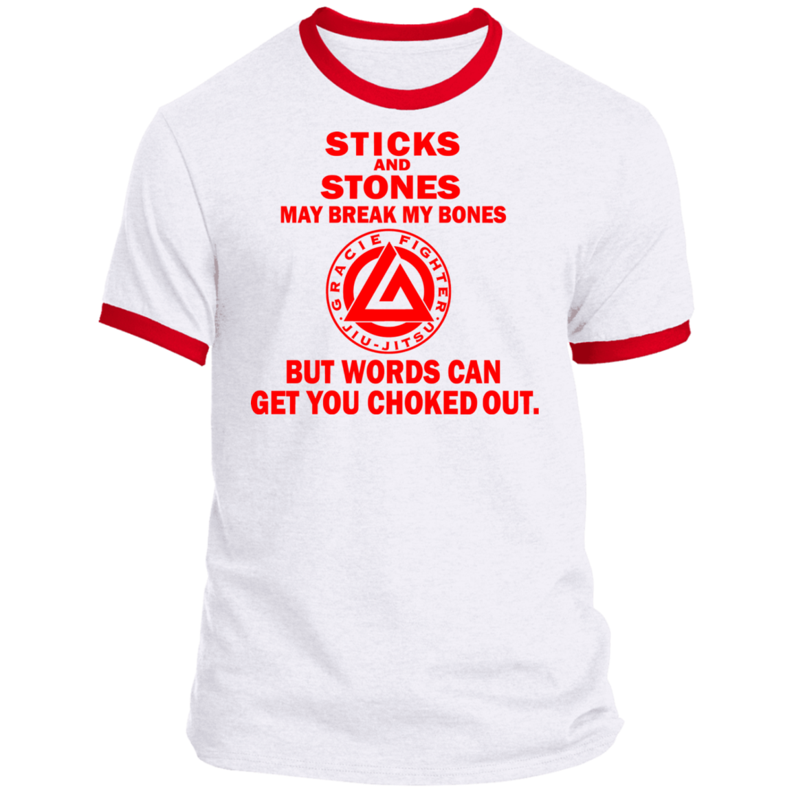 Artichoke Fight Gear Custom Design #19. Sticks and Stones. Ringer Tee